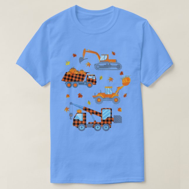 Lycklig Fall Pumpkin Crane Lastbil Construction To T Shirt (Design framsida)