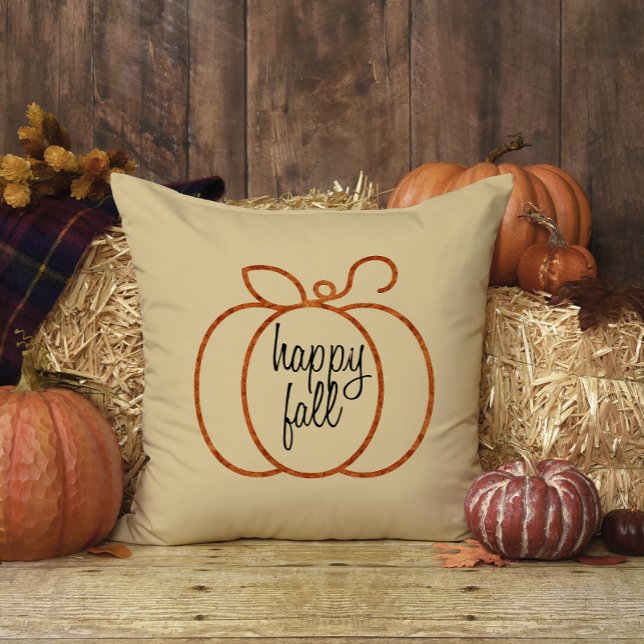 Lycklig Fall Pumpkin Family Namn Thanksgiving Kudde (Skapare uppladdad)