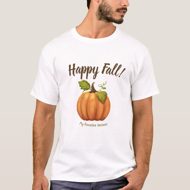Lycklig Fall Pumpkin T-Shirt (Framsida)