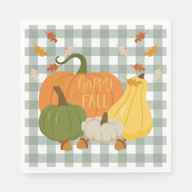 Lycklig Fall Pumpkins Pappersservett (Framsidan)