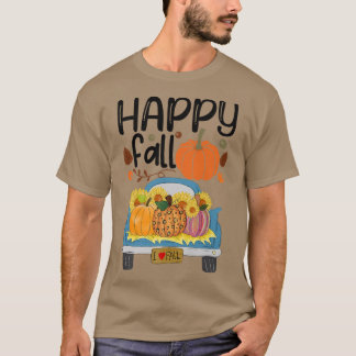 Lycklig Fall Retro Lastbil & Autumn Pumpkins Thank T Shirt