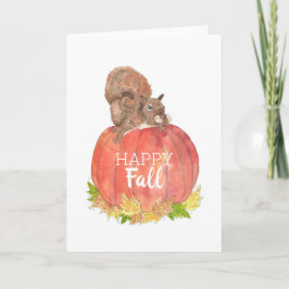 Lycklig Fall Squirrel på Pumpkin Kort