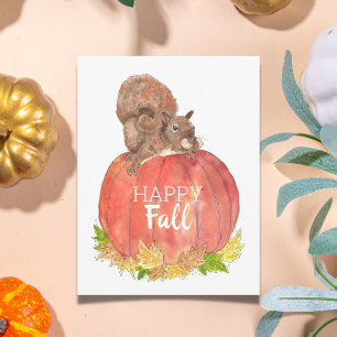Lycklig Fall Squirrel på Pumpkin Postcard Vykort