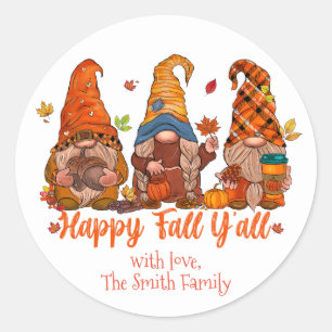 Lycklig Fall Stickers, Gnome, Thanksgiving Runt Klistermärke