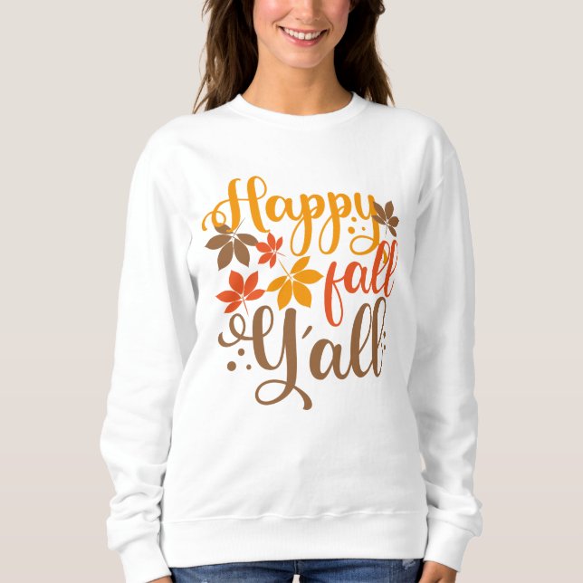 Lycklig Fall till Y'all T Shirt (Framsida)