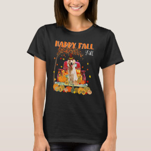 Lycklig Fall Y all Golden Retriever på Lastbil Pum T Shirt