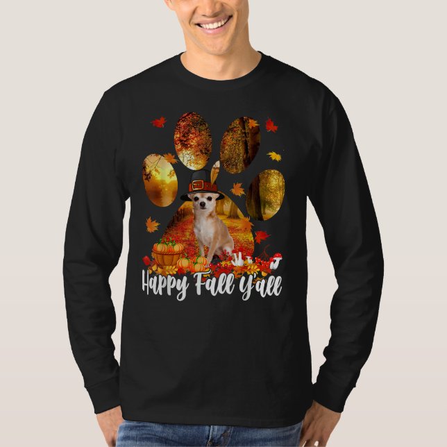 Lycklig Fall Y All Thanksgiving Chihuahua Pilgrim  T Shirt (Framsida)