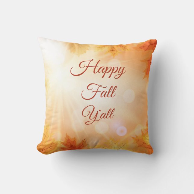 Lycklig Fall Y’all - Watercolor Löv Säsong Kudde (Framsida)