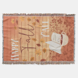 Lycklig Fall Y med kaffe och Höst löv Filt