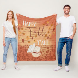 Lycklig Fall Y med kaffe och Höst löv Fleecefilt