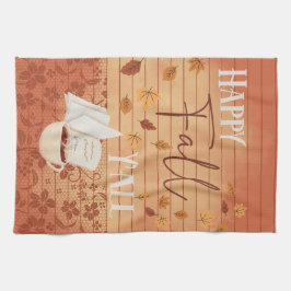 Lycklig Fall Y med kaffe och Höst löv Kökshandduk