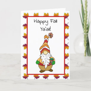 Lycklig Fall Ya'all, Cute Autumn Gnome Kort