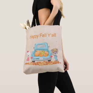 Lycklig Fall Y'all Autumn Bear Pumpkins in Lastbil Tygkasse