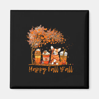 Lycklig Fall Y'all Autumn Corgi Halloween Pumpkin Magnet
