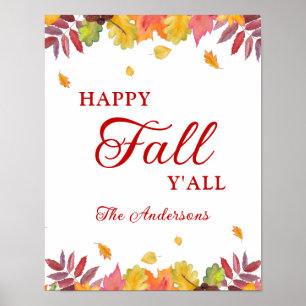Lycklig Fall Y'all Autumn Falling Löv Poster
