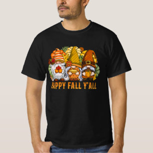 Lycklig Fall Y'all Autumn Gnomes Pumpkin Spice Fal T Shirt