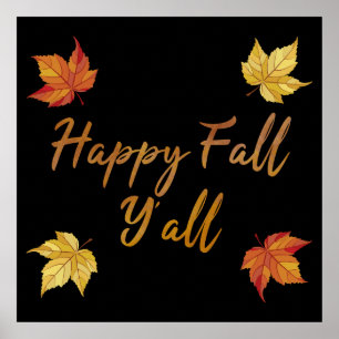 Lycklig Fall Y'all Autumn Maple Löv Poster