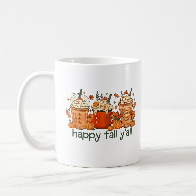 Lycklig Fall Y'all, Autumn och Pumpkin Spice Kaffemugg (Vänster)