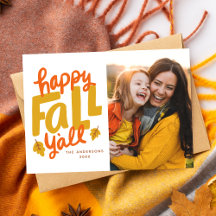 Lycklig Fall Y'all Autumn Photo Card