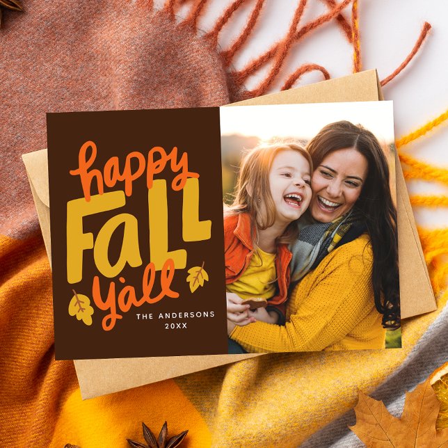 Lycklig Fall Y'all Autumn Photo Card (Skapare uppladdad)