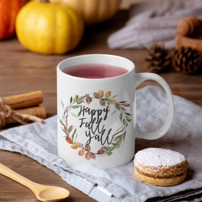 Lycklig Fall Y'all Boho Watercolor Watercolor Wand Kaffemugg (Skapare uppladdad)
