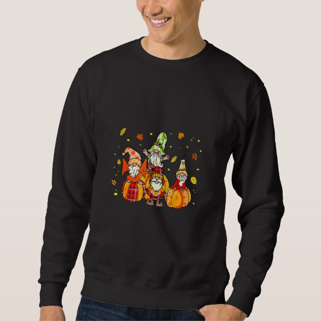 Lycklig Fall Yall Buffalo Pumpkin Autumn Gnomes Fa Lång Ärmad Tröja (Framsida)