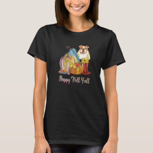 Lycklig Fall Y'all Bulldog Hund Pumpkin Fall Than T Shirt