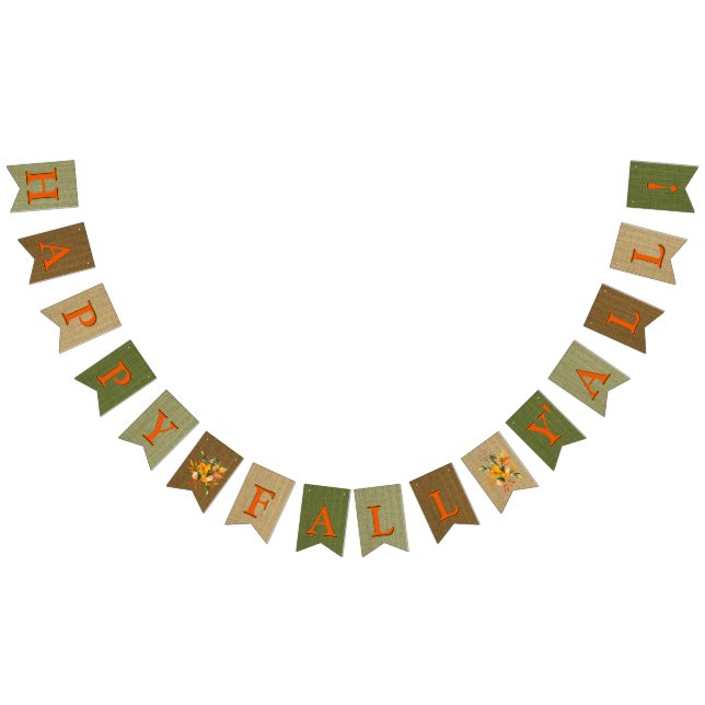 Lycklig Fall Y'All Burlap Vimplar (Alla)