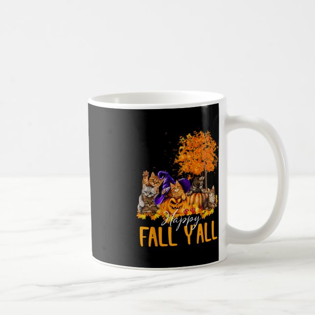 Lycklig Fall Y'all Cats Älskare Autumn Pumpkin Map Kaffemugg (Höger)