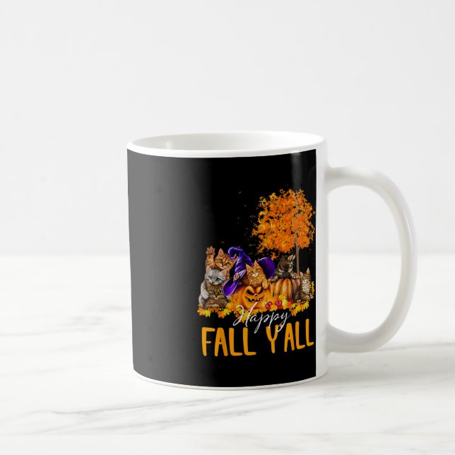 Lycklig Fall Y'all Cats Älskare Autumn Pumpkin Map Kaffemugg (Höger)
