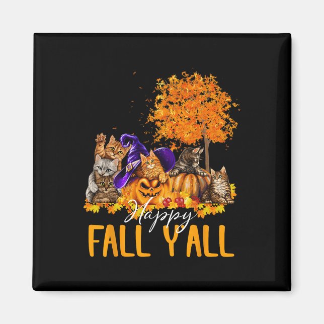 Lycklig Fall Y'all Cats Älskare Autumn Pumpkin Map Magnet (Framsidan)