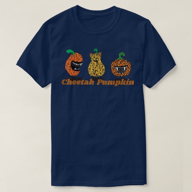Lycklig Fall Y'All Cheetah Pumpkin Ansikte Leopard T Shirt (Design framsida)
