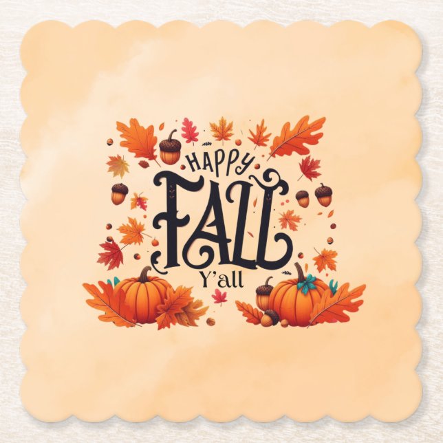 Lycklig Fall Y'all Classic Underlägg Papper (Framsida)
