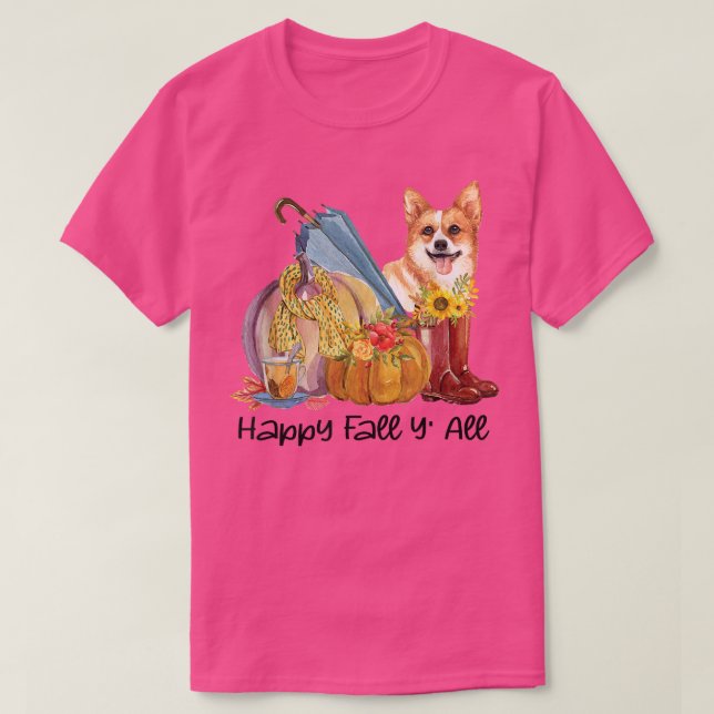 Lycklig Fall Yall Corgi Hund Mamma Pumpkin Fall Th T Shirt (Design framsida)