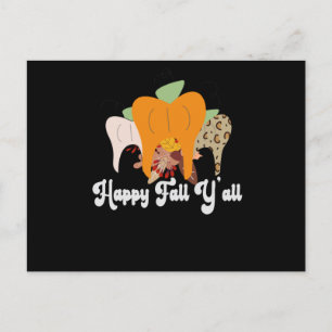 Lycklig Fall Y'all Cute Dental Teeth Pumpkin Leopa Vykort