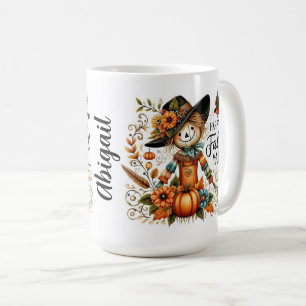 Lycklig Fall Yall Cute Fågelskrämma och höstblomma Kaffemugg