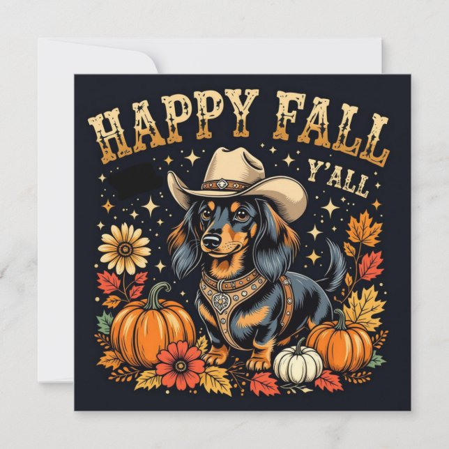Lycklig Fall Y'All Dachshund (Framsida)
