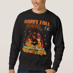 Lycklig Fall Y'all Dachshund Hund on Lastbil Pumpk Lång Ärmad Tröja