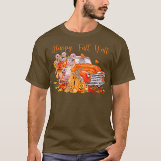 Lycklig Fall Y'all Flamingo Pumpkin Lastbil Autumn T Shirt