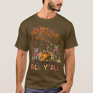 Lycklig Fall Y'all Funny Cats Autumn Älskare Pumpk T Shirt