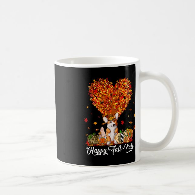 Lycklig Fall Y'all Funny Corgi Autumn Pumpkins Kaffemugg (Höger)