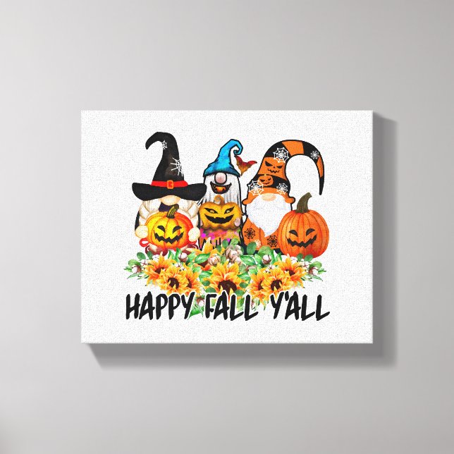Lycklig Fall Y'all Gnome Leopard Gnome Solros Canvastryck (Framsida)