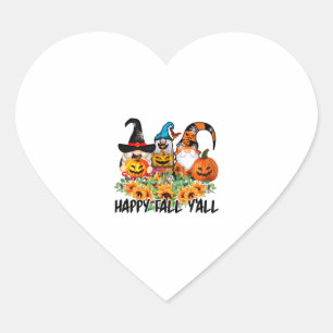 Lycklig Fall Y'all Gnome Leopard Gnome Solros Hjärtformat Klistermärke
