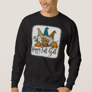 Lycklig Fall Y'all Gnome Leopard Pumpkin Autumn Gn Lång Ärmad Tröja