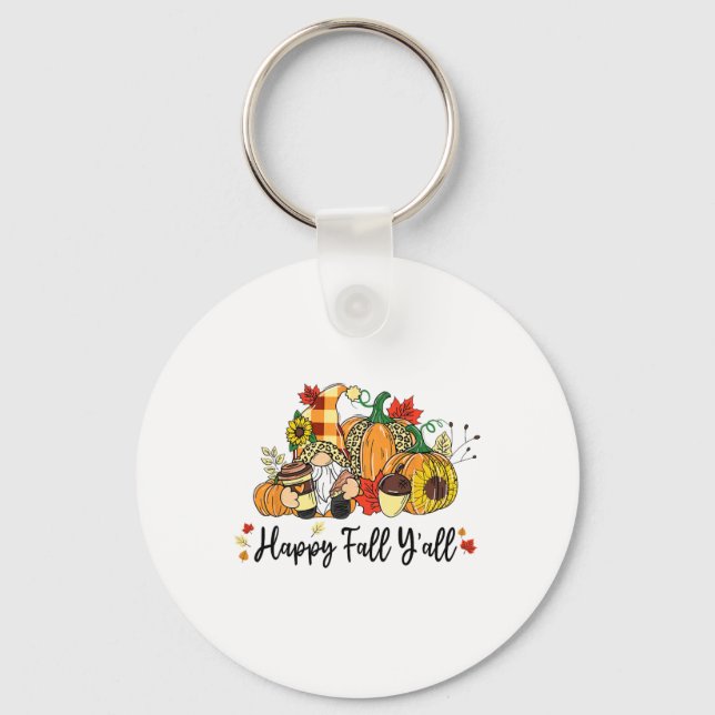 Lycklig Fall Y'all Gnome Leopard Pumpkin Autumn Gn Nyckelring (Framsida)