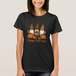 Lycklig Fall Y'all Gnome Leopard Pumpkin Autumn Gn T Shirt