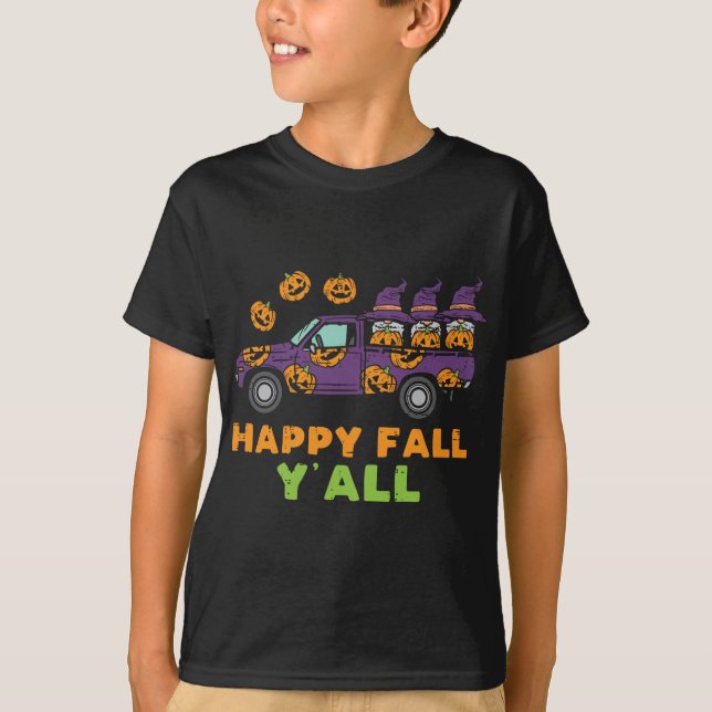 Lycklig Fall Y'all Gnome Leopard Pumpkin Autumn Gn T Shirt (Framsida)