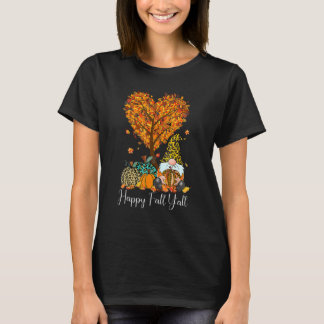 Lycklig Fall Y'all Gnome Leopard Pumpkin Autumn Se T Shirt