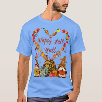 Lycklig Fall Y'all Gnome Leopard Pumpkin Funny Aut T Shirt