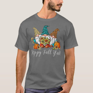 Lycklig Fall Yall Gnome Leopard Pumpkin Funny Autu T Shirt
